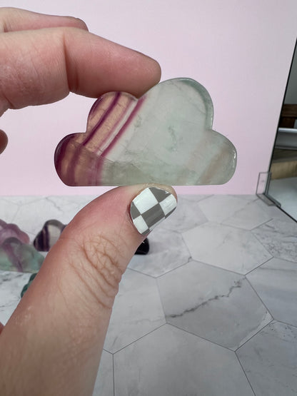 ONE (1) Stunning High Quality Fluorite Mini Cloud Carving