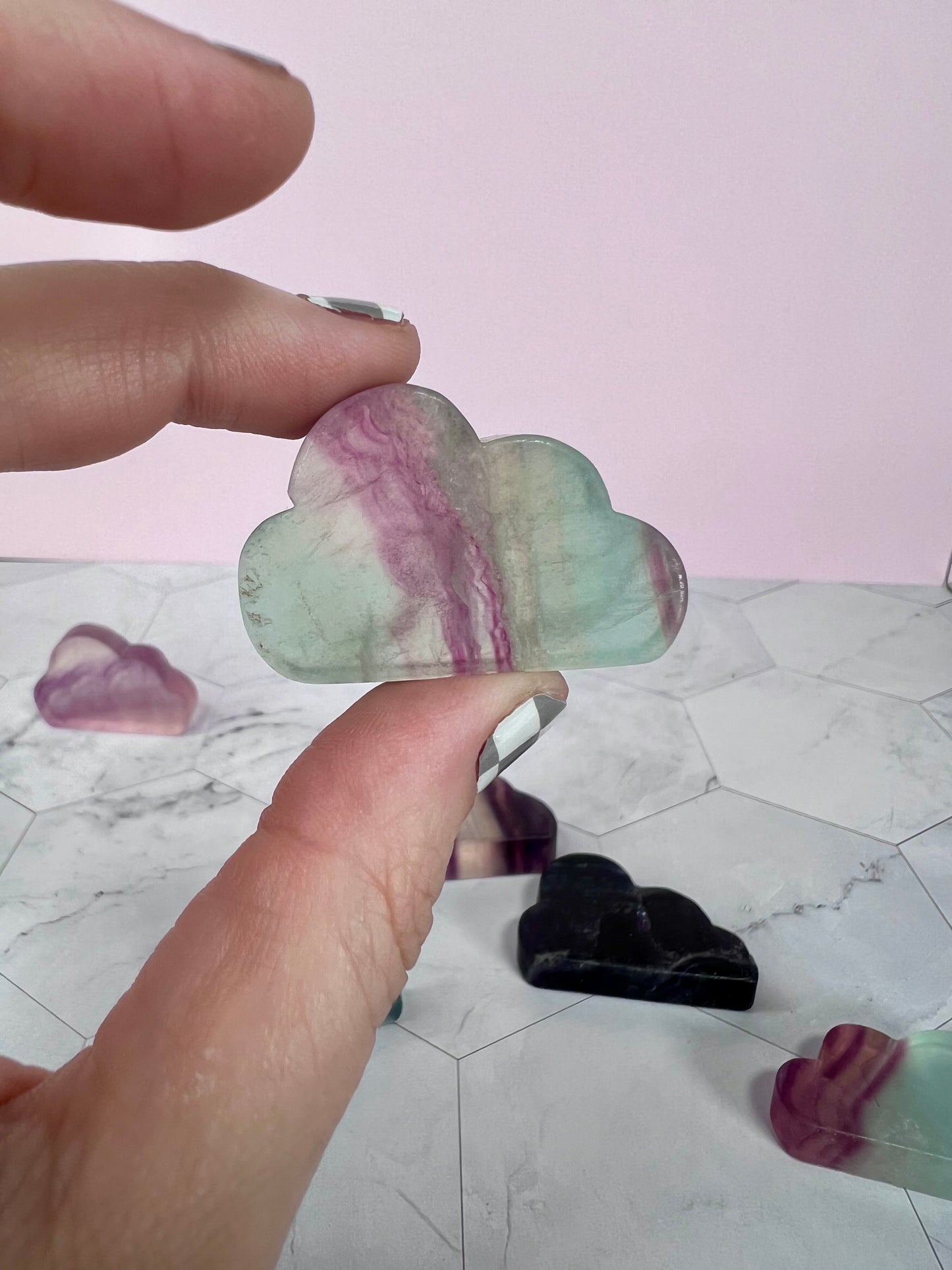 ONE (1) Stunning High Quality Fluorite Mini Cloud Carving