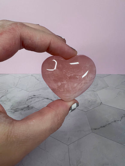 ONE (1) Stunning Flashy Small Rose Quartz Heart - Intuitively Selected