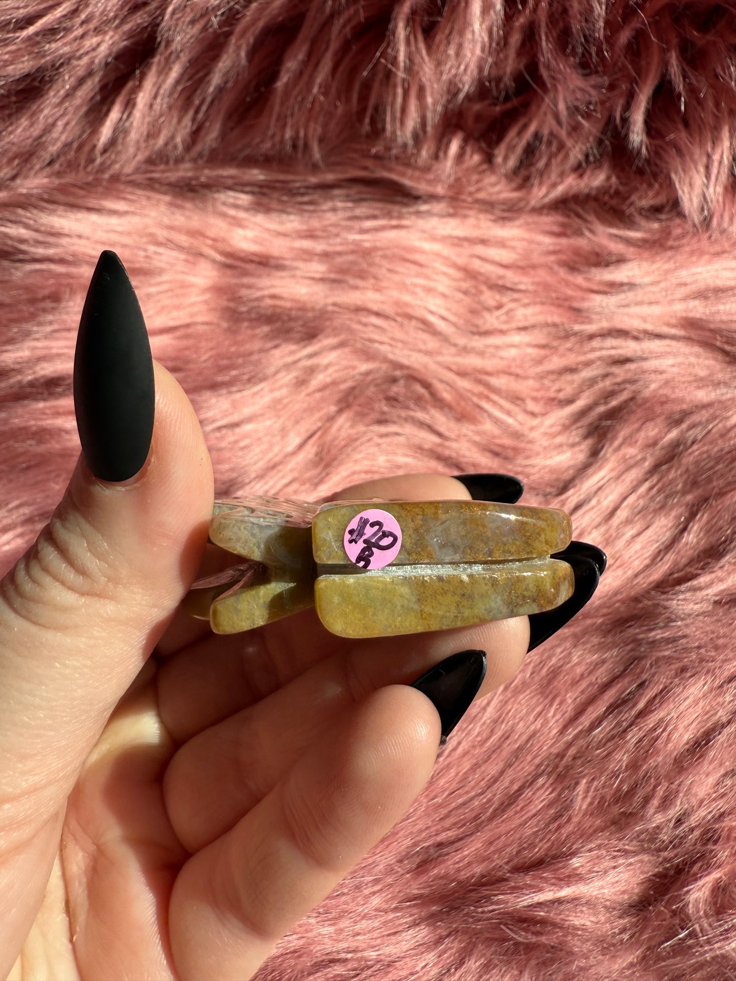 Stunning Yellow Moss Agate Fairy Crystal Carving - B