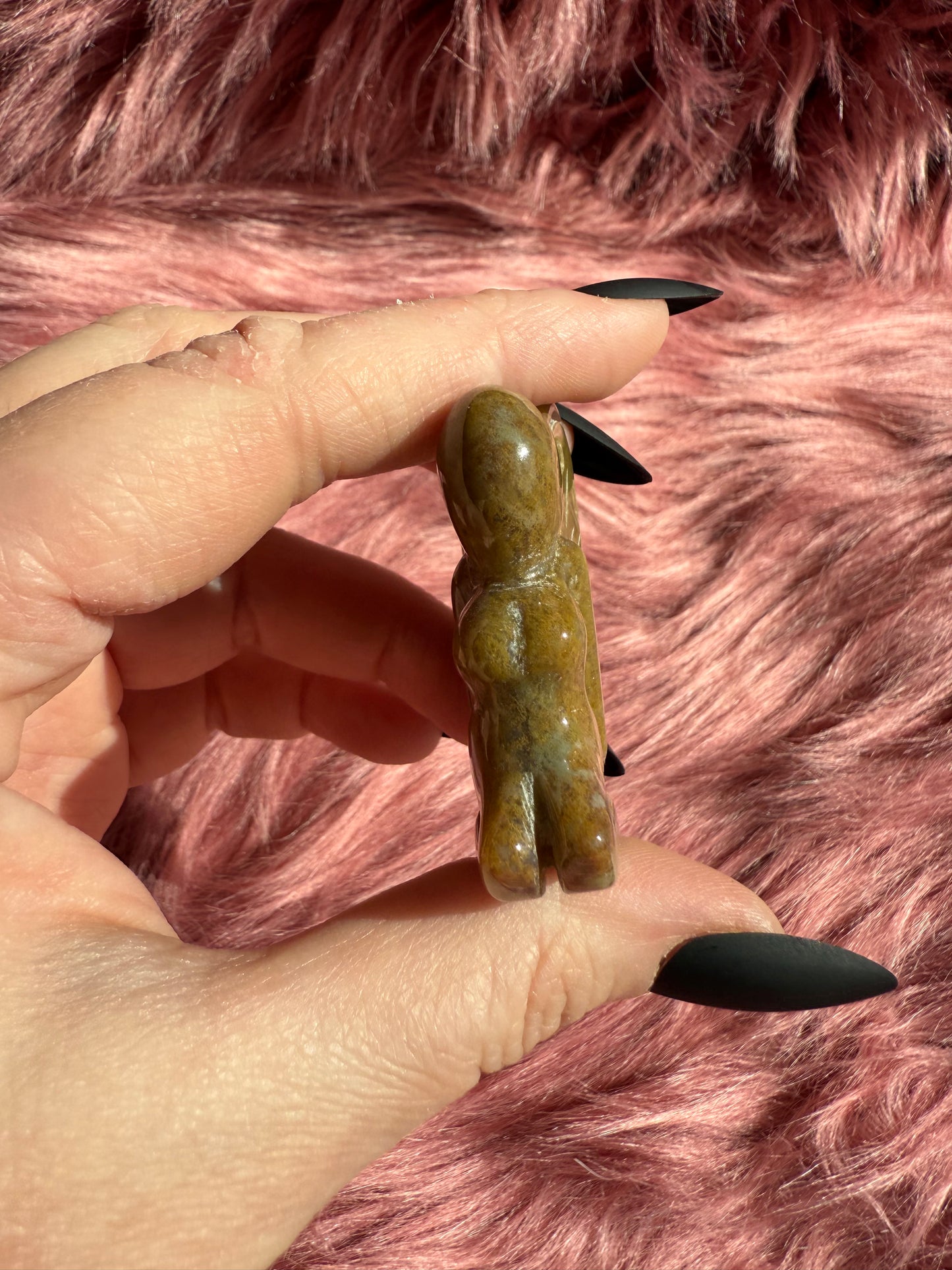 Stunning Yellow Moss Agate Fairy Crystal Carving - B