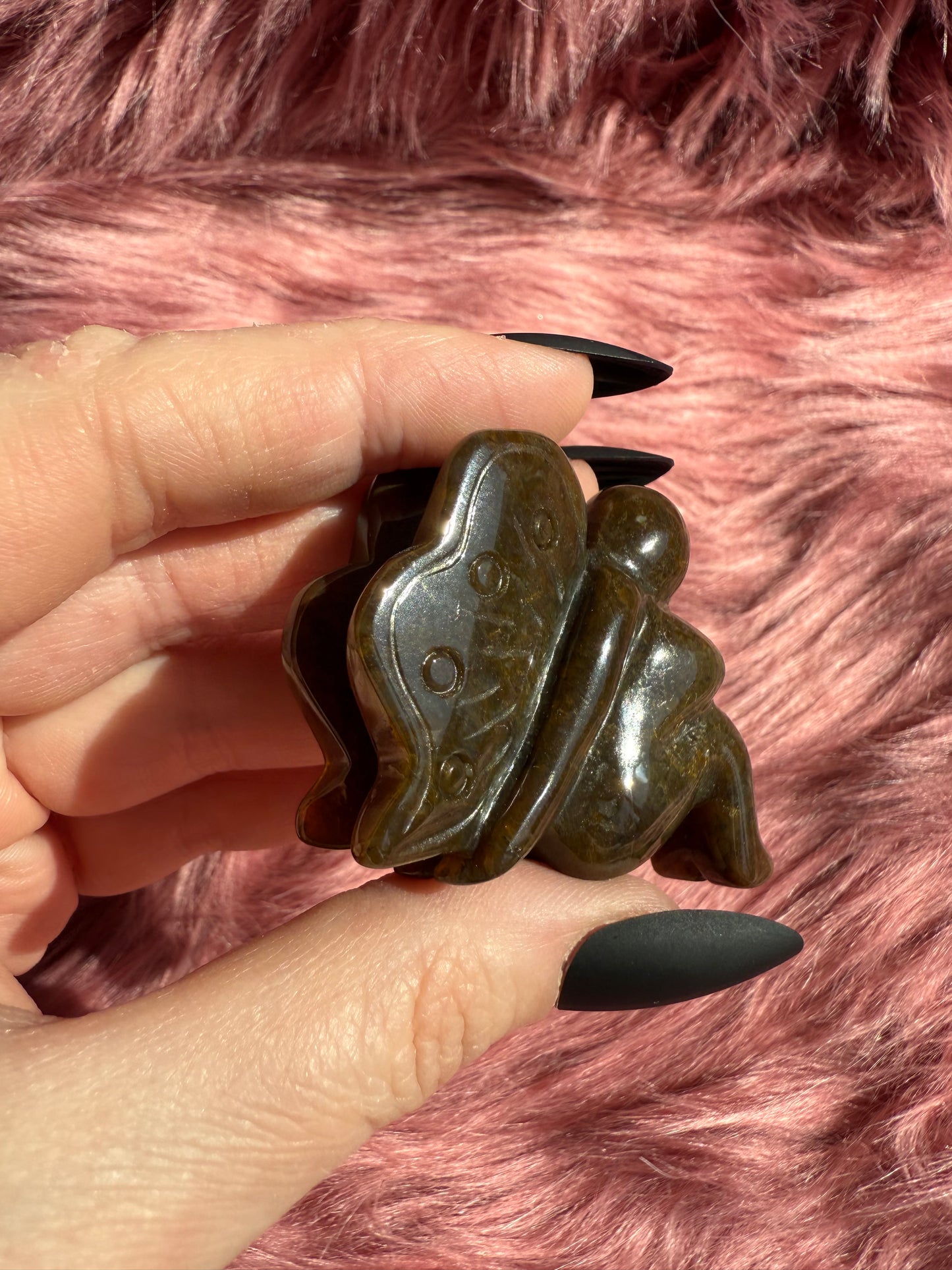 Stunning Brown Moss Agate Fairy Crystal Carving - A