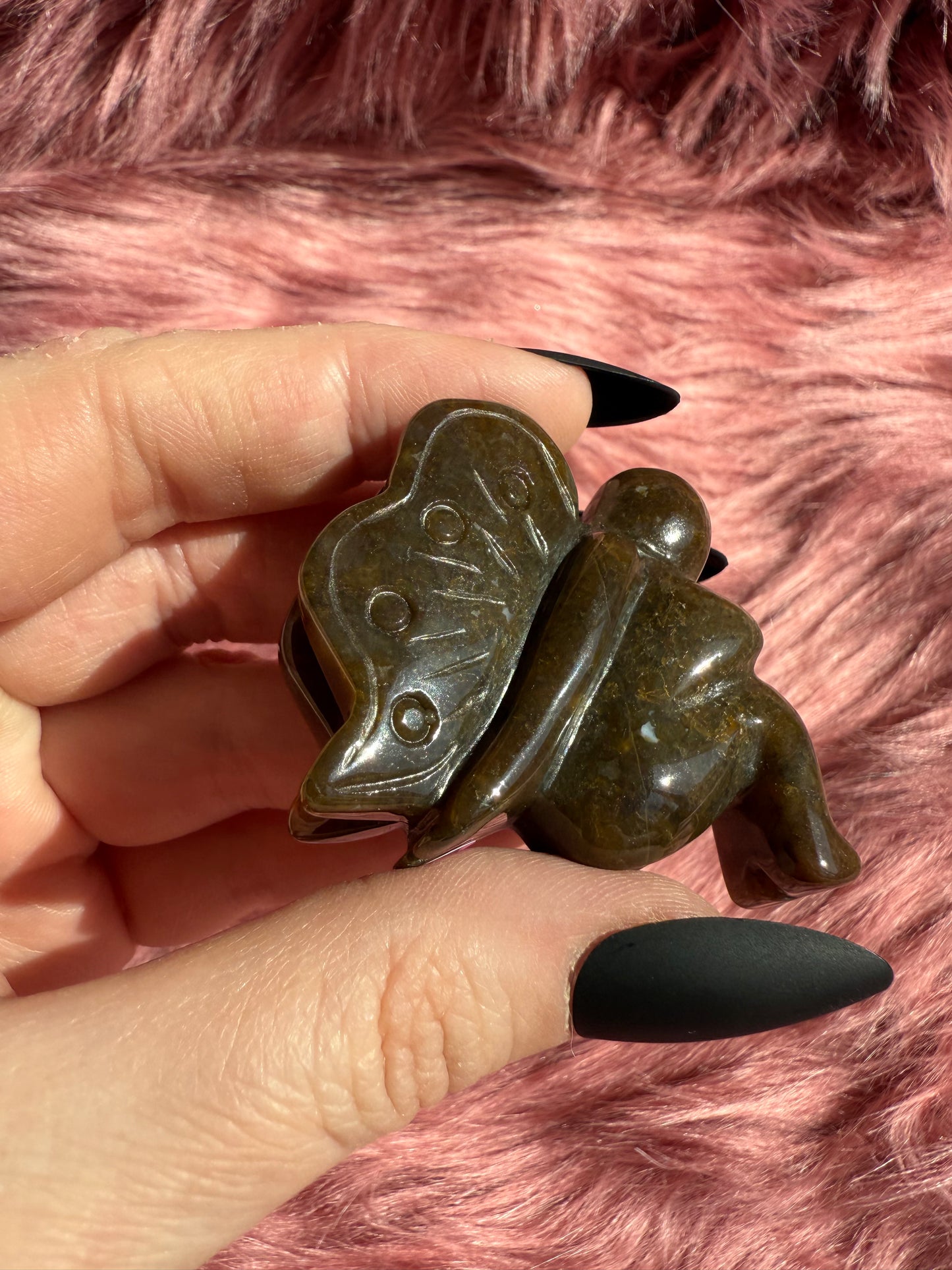 Stunning Brown Moss Agate Fairy Crystal Carving - A