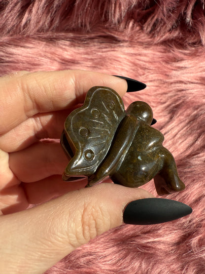 Stunning Brown Moss Agate Fairy Crystal Carving - A