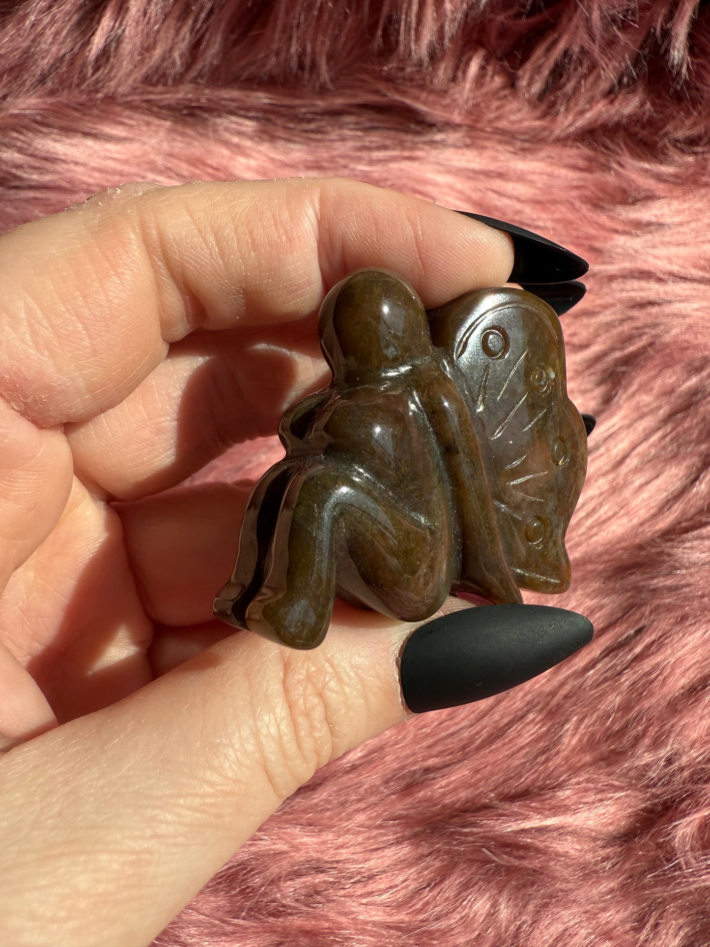 Stunning Brown Moss Agate Fairy Crystal Carving - A
