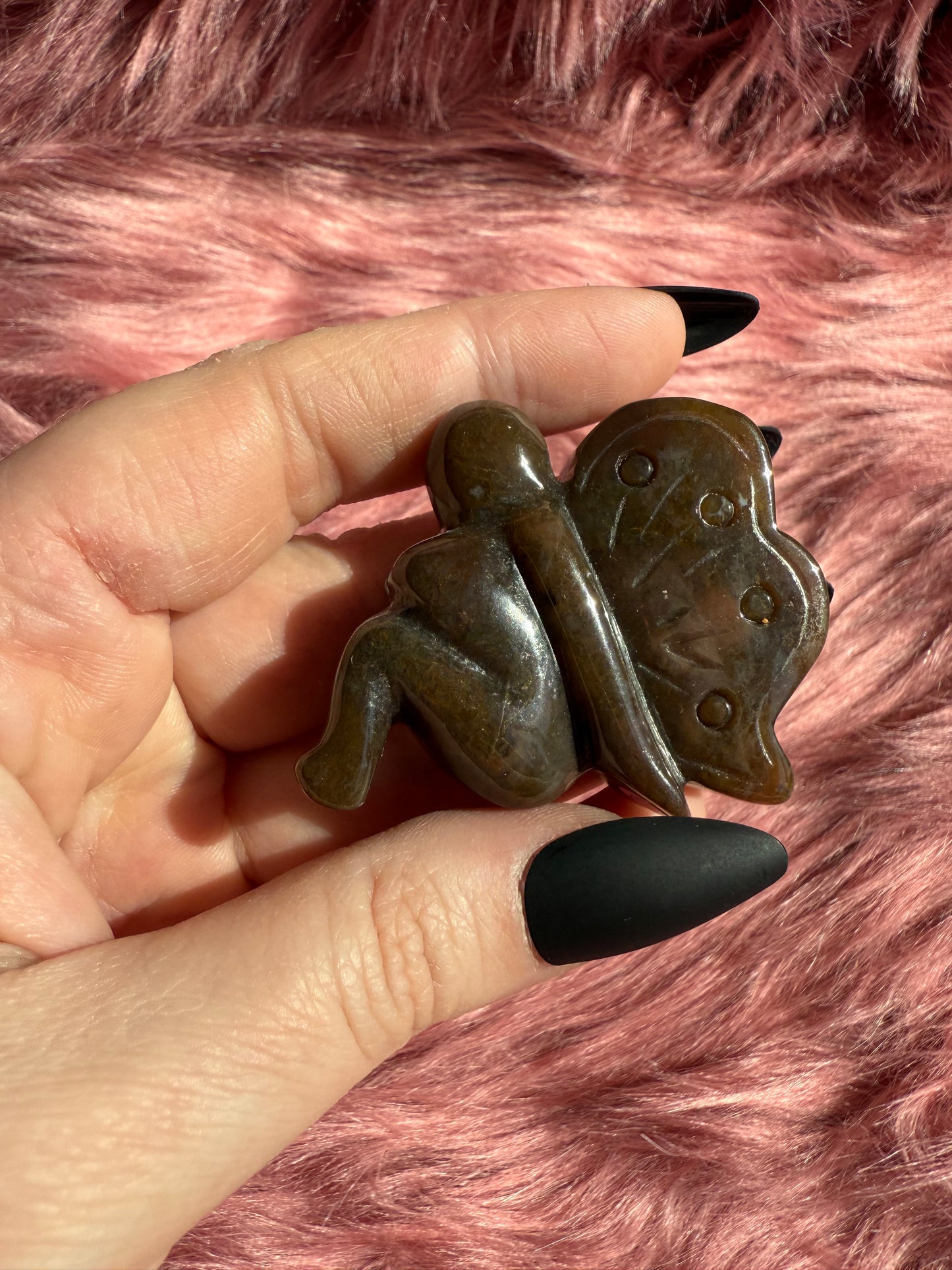 Stunning Brown Moss Agate Fairy Crystal Carving - A
