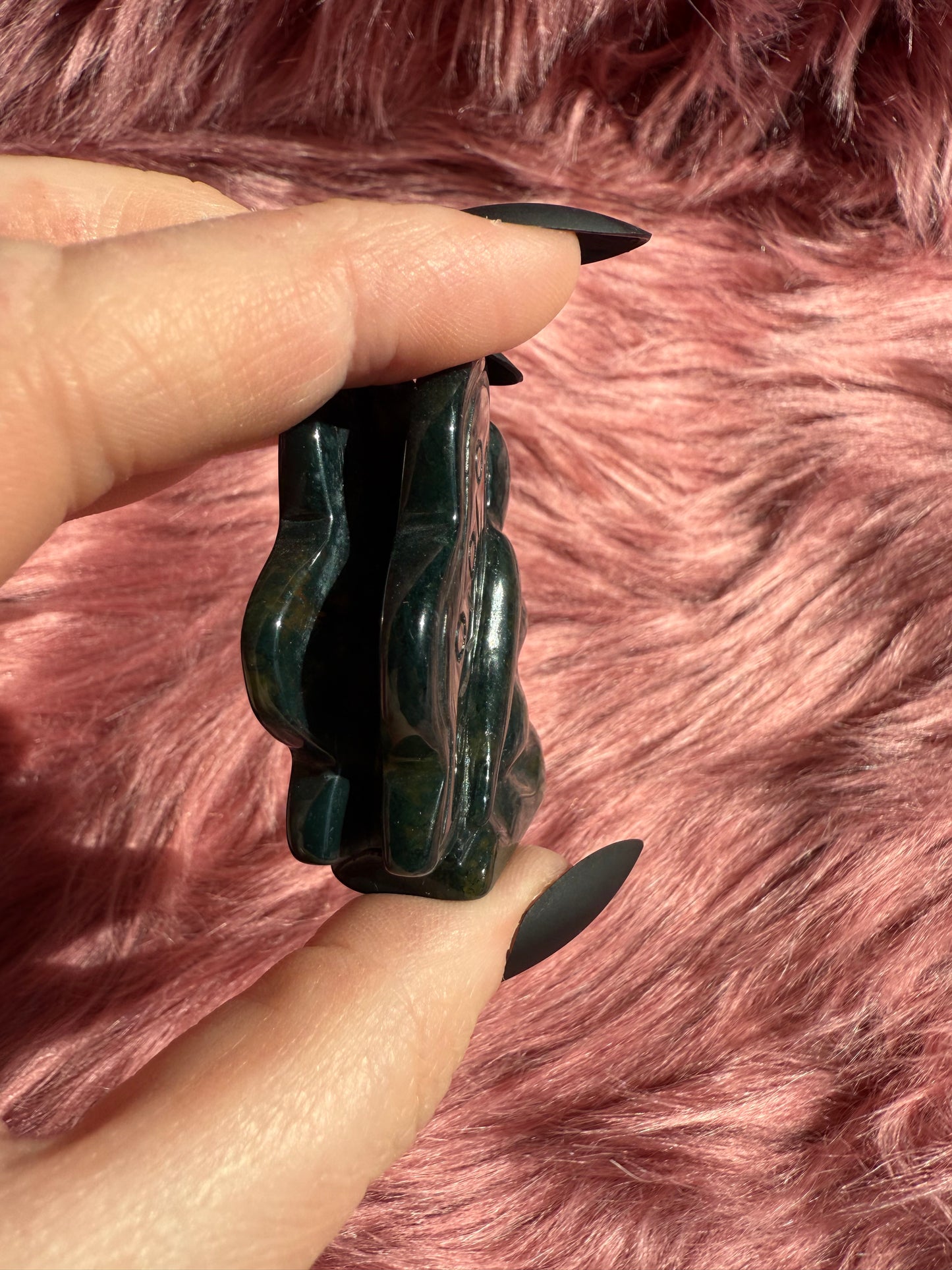 Stunning Blue Green Moss Agate Fairy Crystal Carving - C