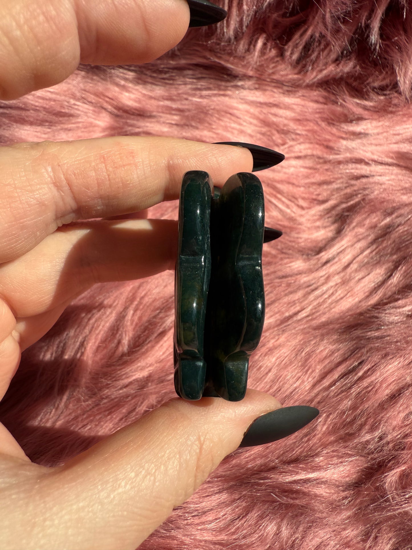 Stunning Blue Green Moss Agate Fairy Crystal Carving - C