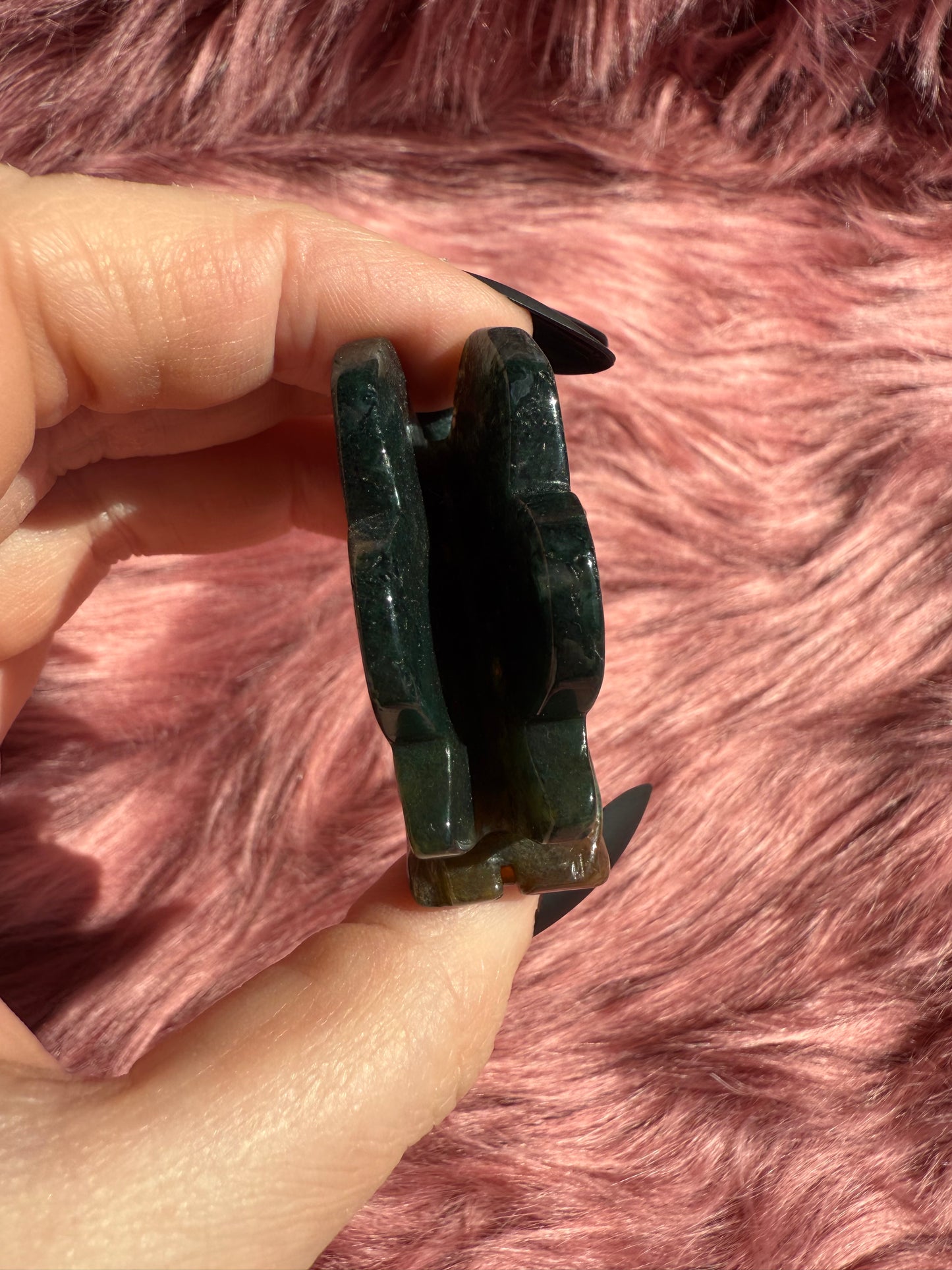 Stunning Blue Green Moss Agate Fairy Crystal Carving - D