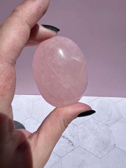 ONE (1) Stunning Flashy Rose Quartz Palmstone - Intuitively Selected