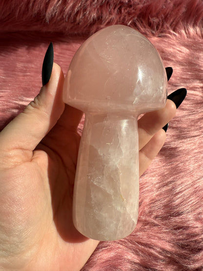Stunning High Quality Jumbo Rose Quartz Mushroom - K