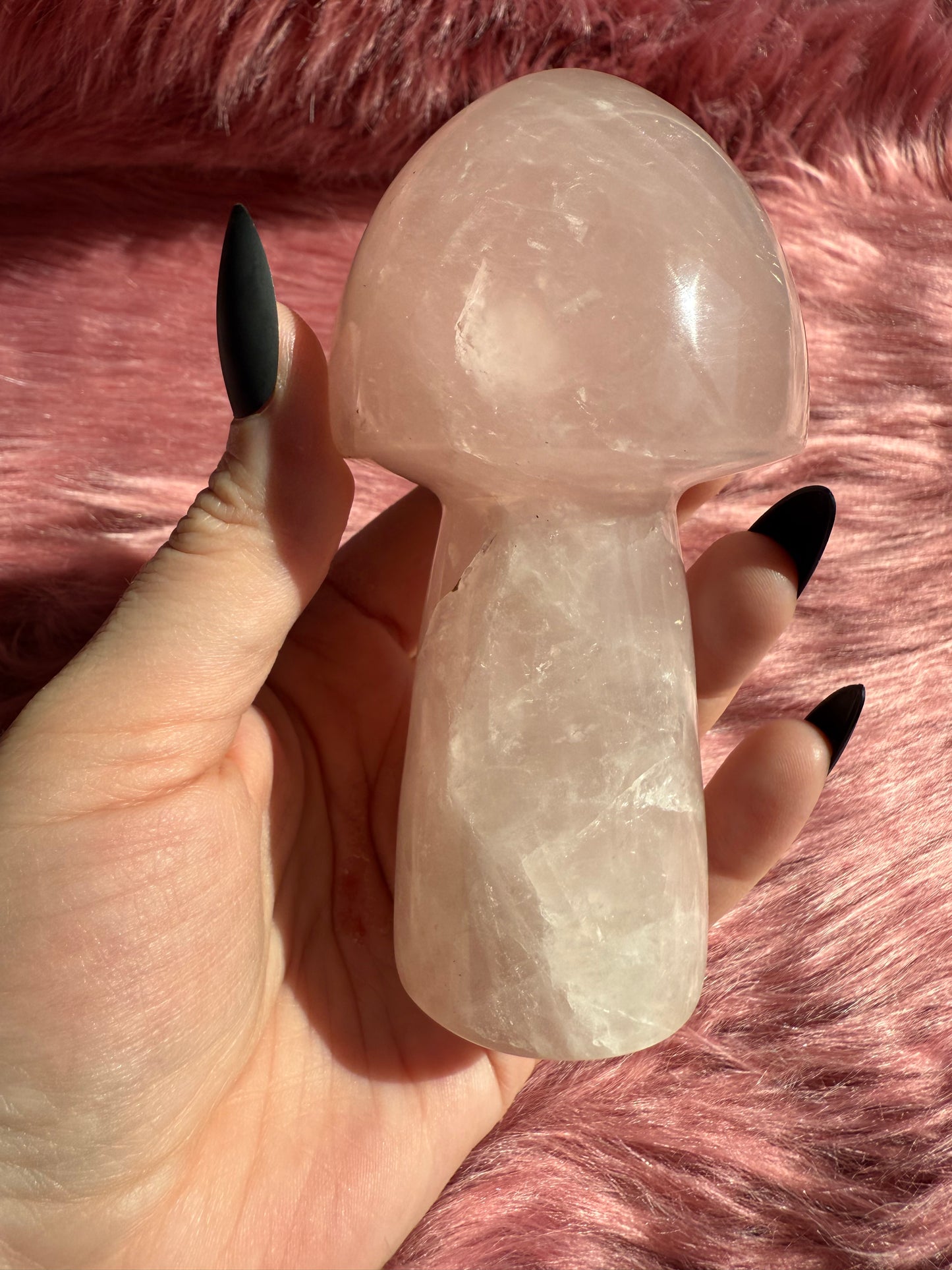 Stunning High Quality Jumbo Rose Quartz Mushroom - K
