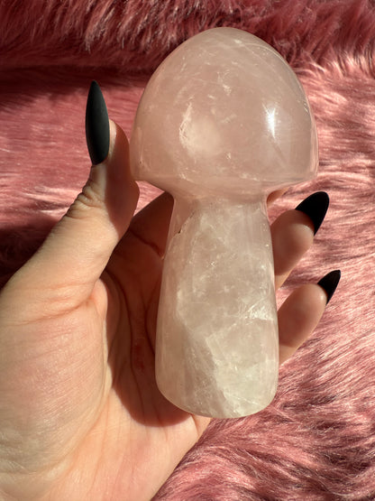 Stunning High Quality Jumbo Rose Quartz Mushroom - K