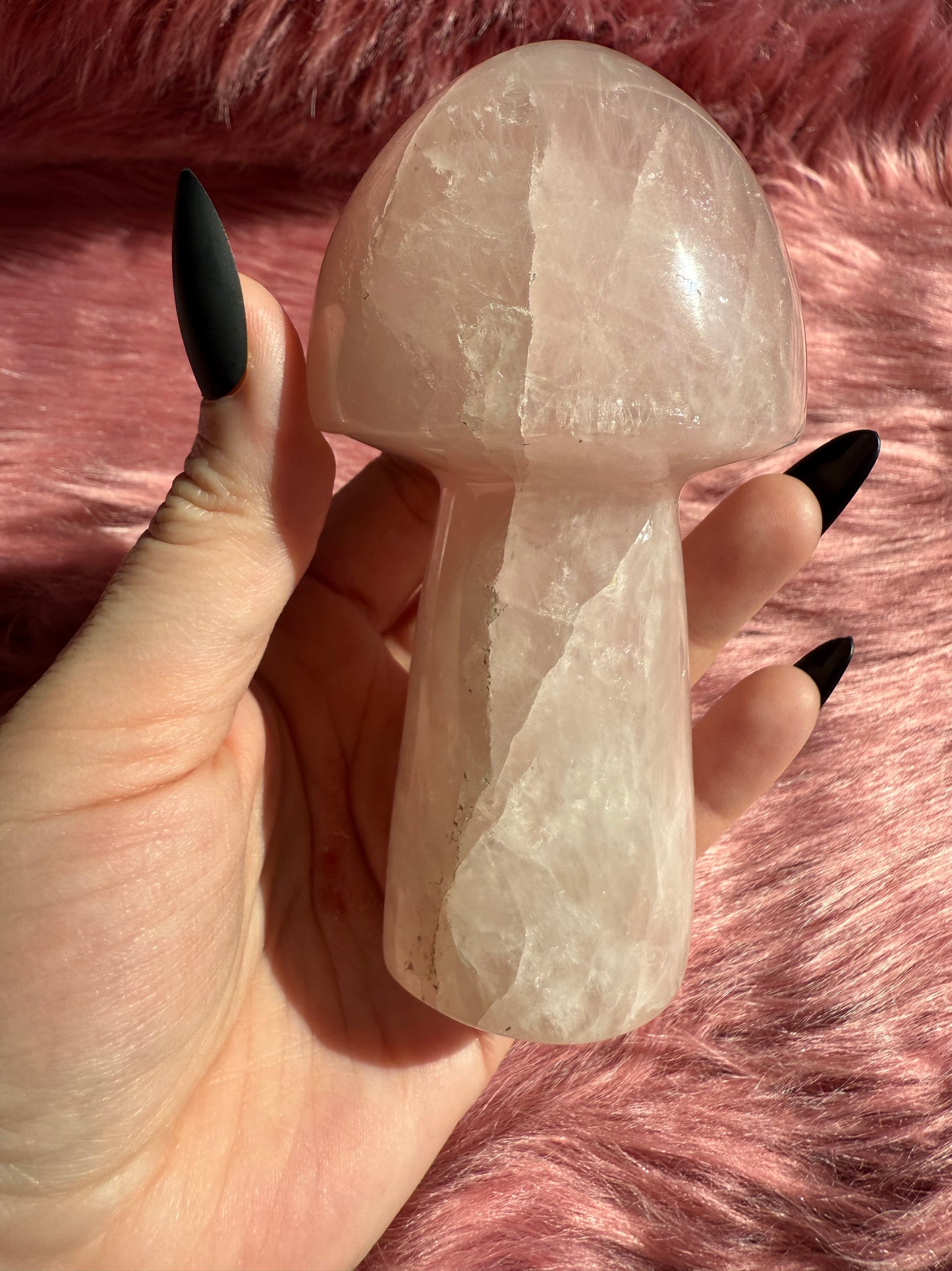 Stunning High Quality Jumbo Rose Quartz Mushroom - K