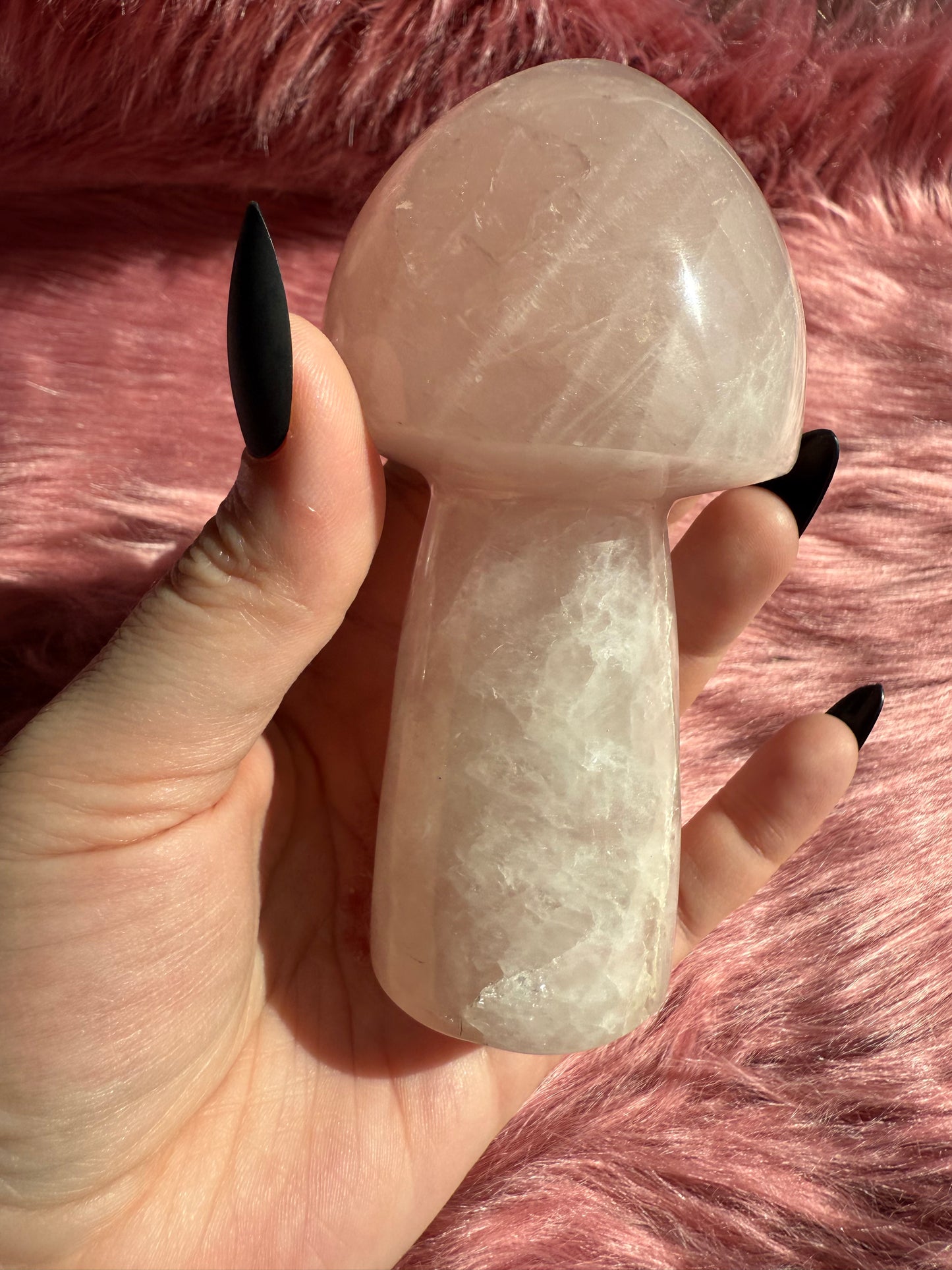 Stunning High Quality Jumbo Rose Quartz Mushroom - K