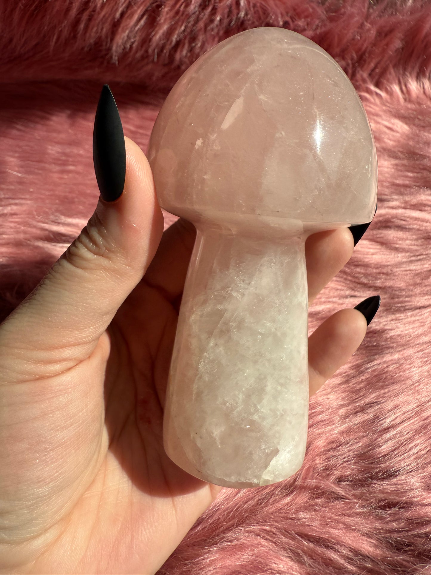 Stunning High Quality Jumbo Rose Quartz Mushroom - K