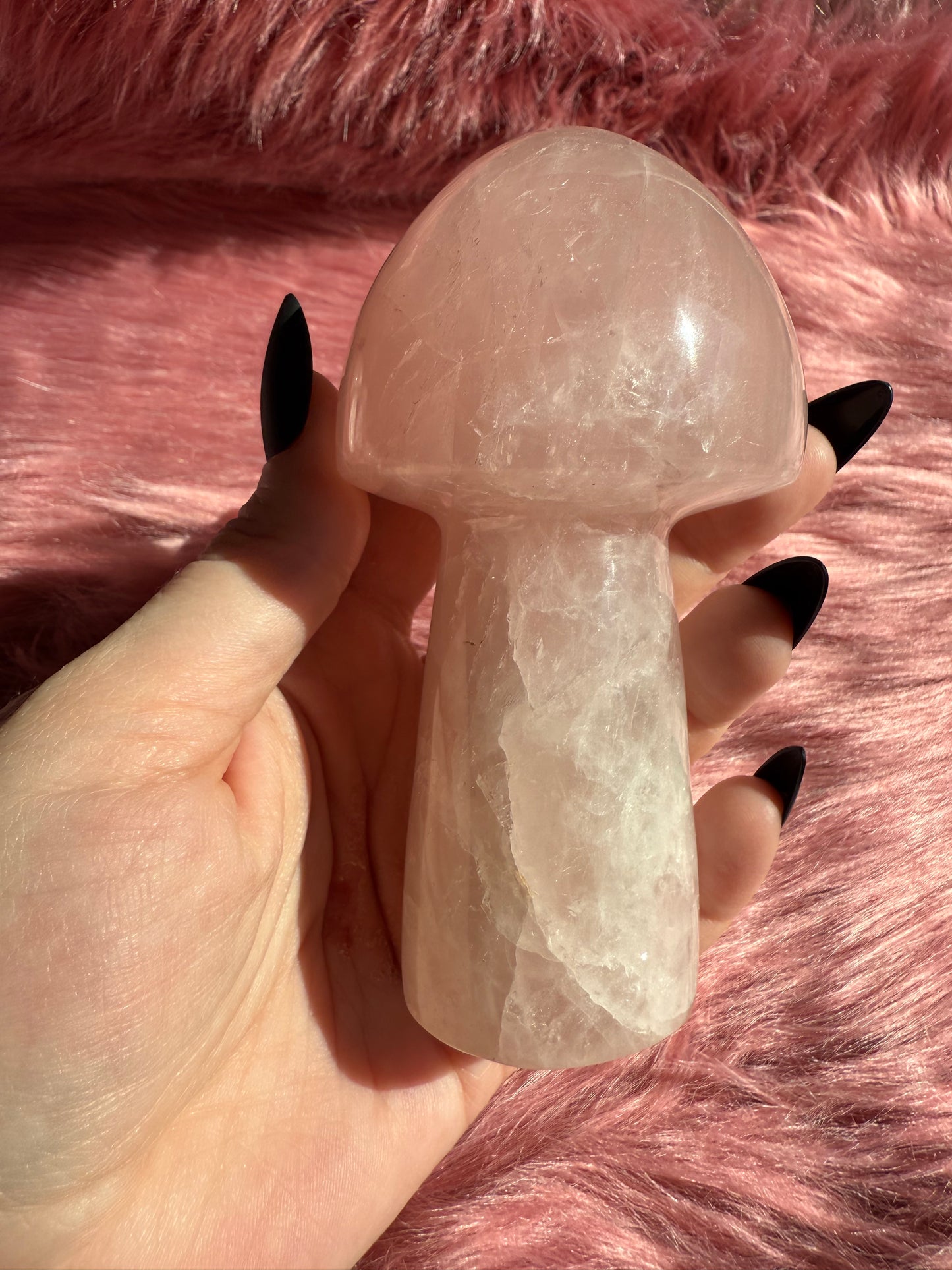 Stunning High Quality Jumbo Rose Quartz Mushroom - K