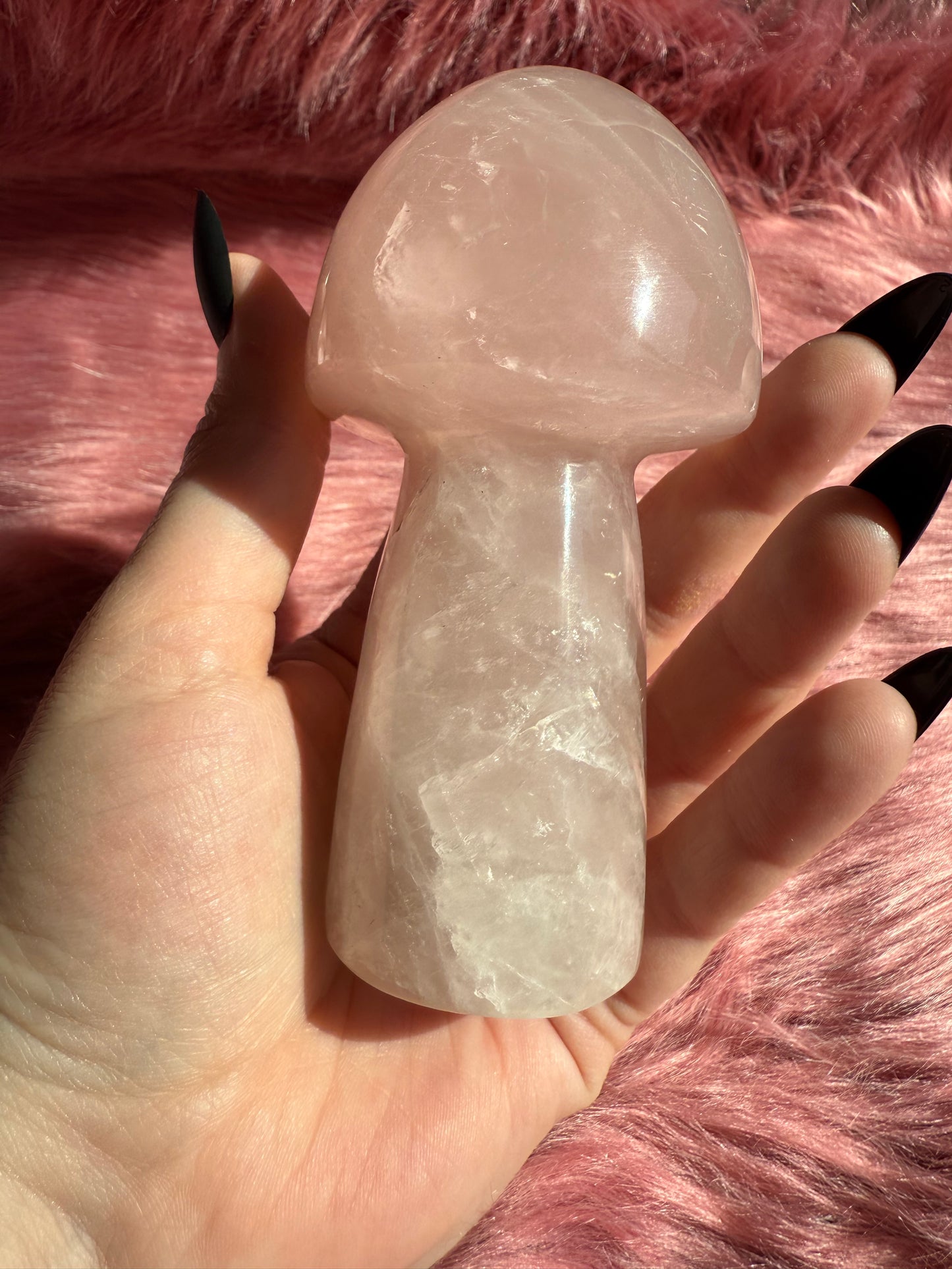 Stunning High Quality Jumbo Rose Quartz Mushroom - K