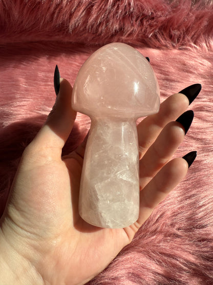 Stunning High Quality Jumbo Rose Quartz Mushroom - K