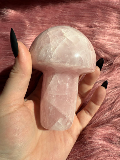 Stunning High Quality Jumbo Rose Quartz Mushroom - D