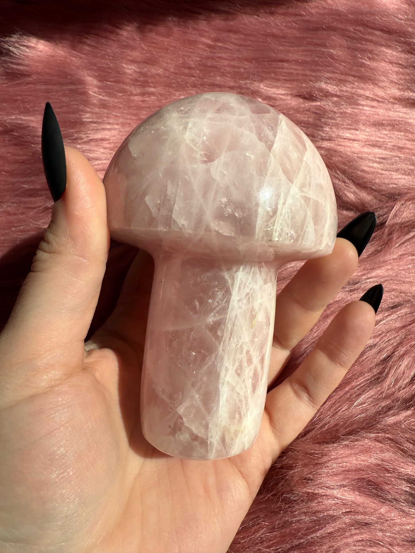 Stunning High Quality Jumbo Rose Quartz Mushroom - D