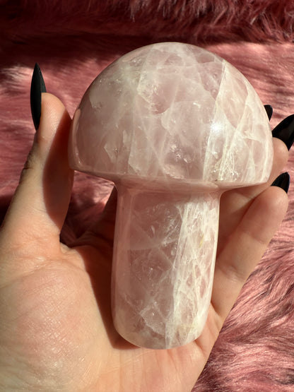 Stunning High Quality Jumbo Rose Quartz Mushroom - J