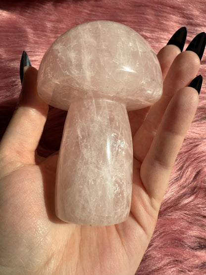 Stunning High Quality Jumbo Rose Quartz Mushroom - J