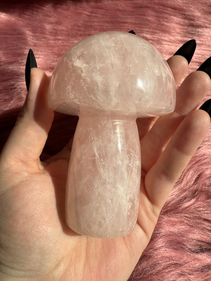 Stunning High Quality Jumbo Rose Quartz Mushroom - J