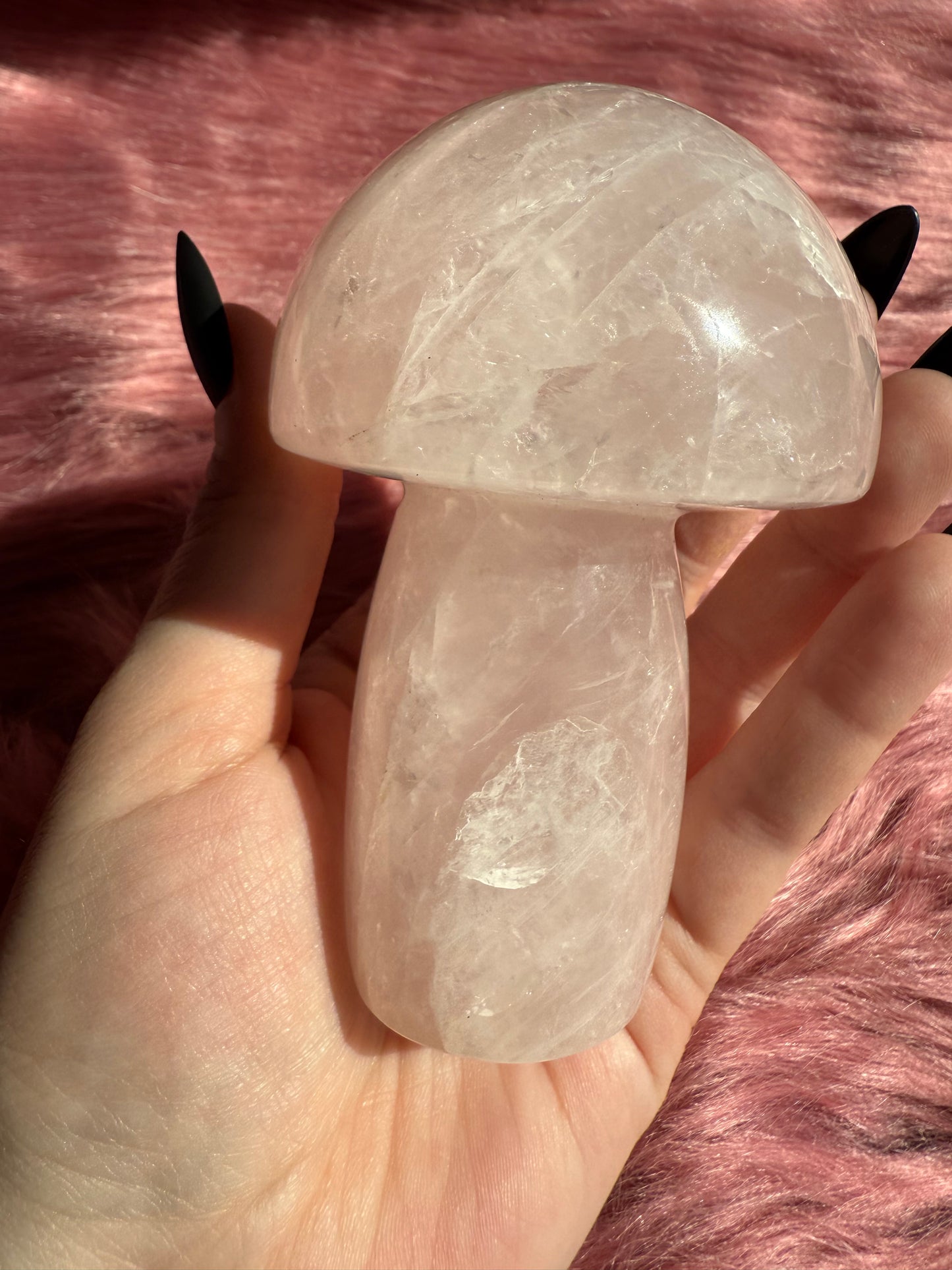 Stunning High Quality Jumbo Rose Quartz Mushroom - J
