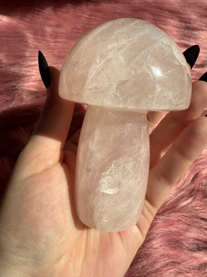 Stunning High Quality Jumbo Rose Quartz Mushroom - J