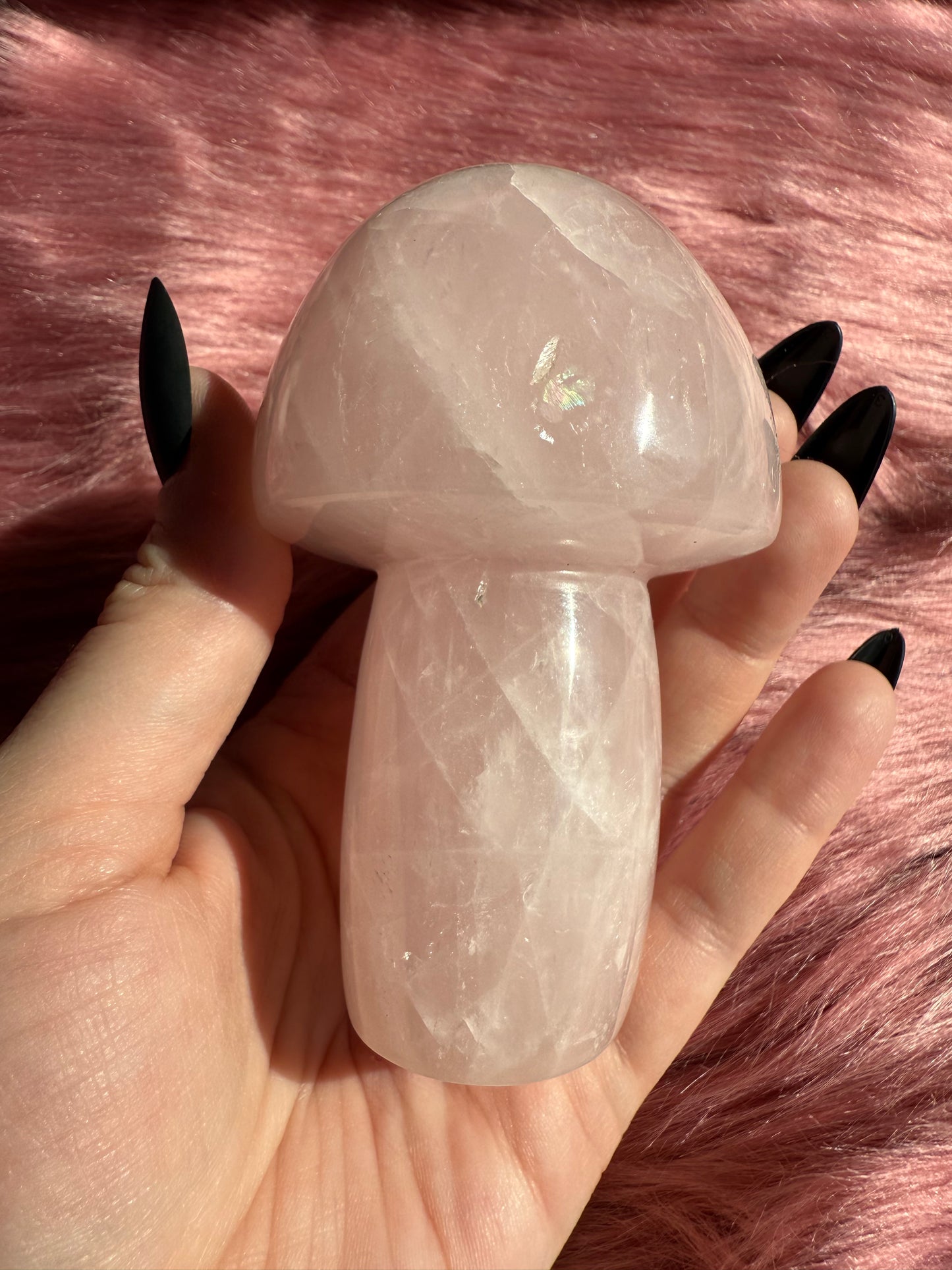 Stunning High Quality Jumbo Rose Quartz Mushroom - L