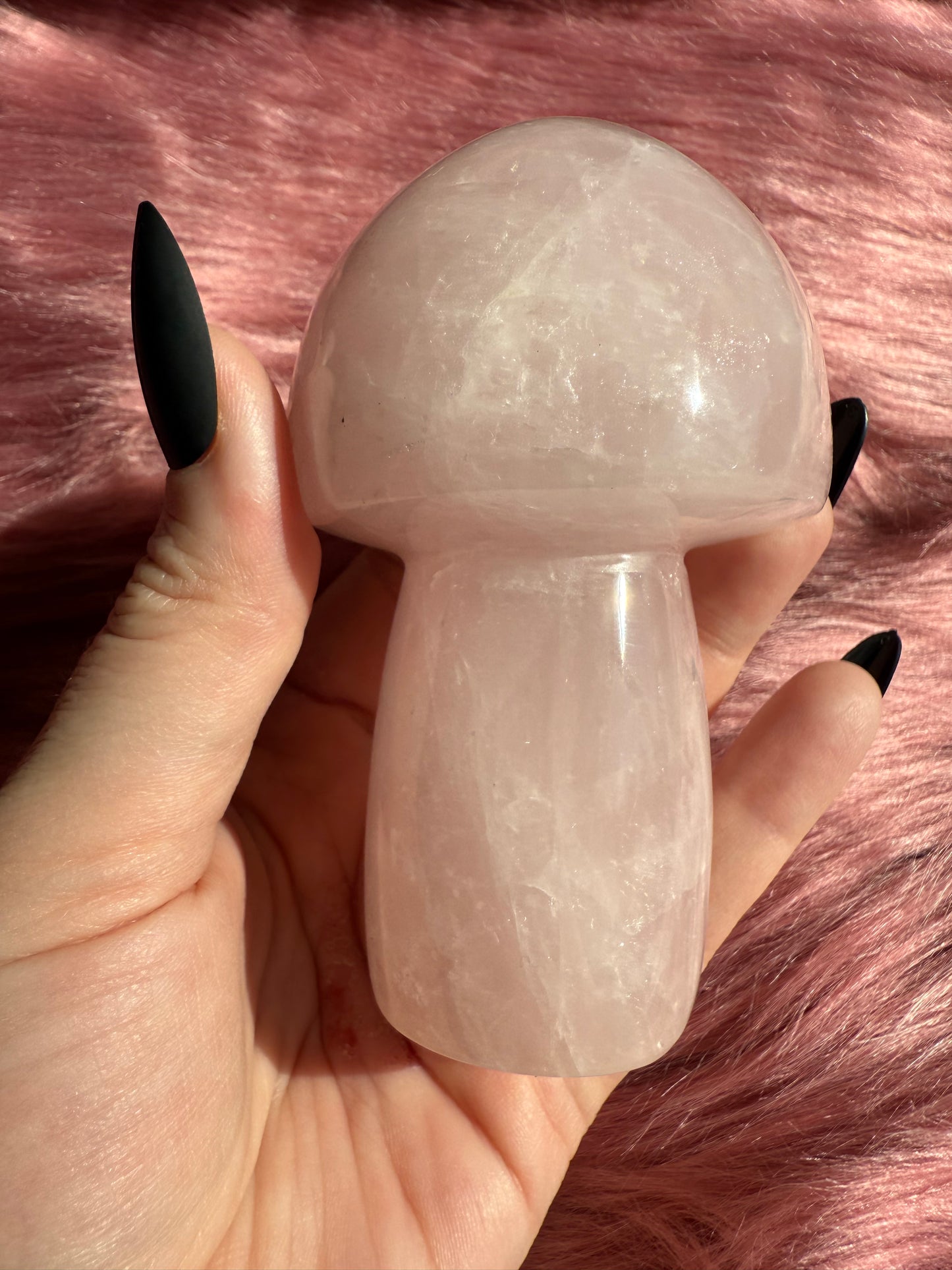 Stunning High Quality Jumbo Rose Quartz Mushroom - L