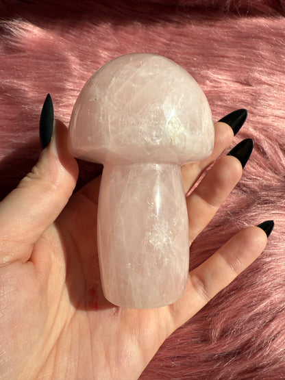 Stunning High Quality Jumbo Rose Quartz Mushroom - L