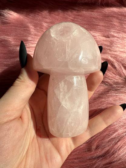 Stunning High Quality Jumbo Rose Quartz Mushroom - L