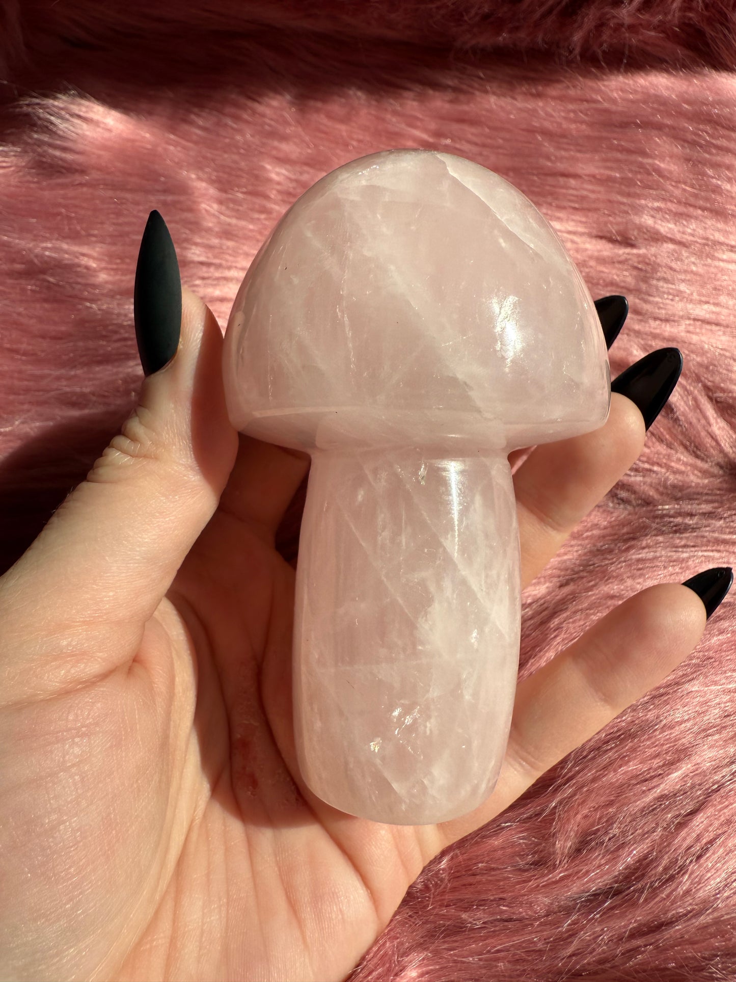 Stunning High Quality Jumbo Rose Quartz Mushroom - L