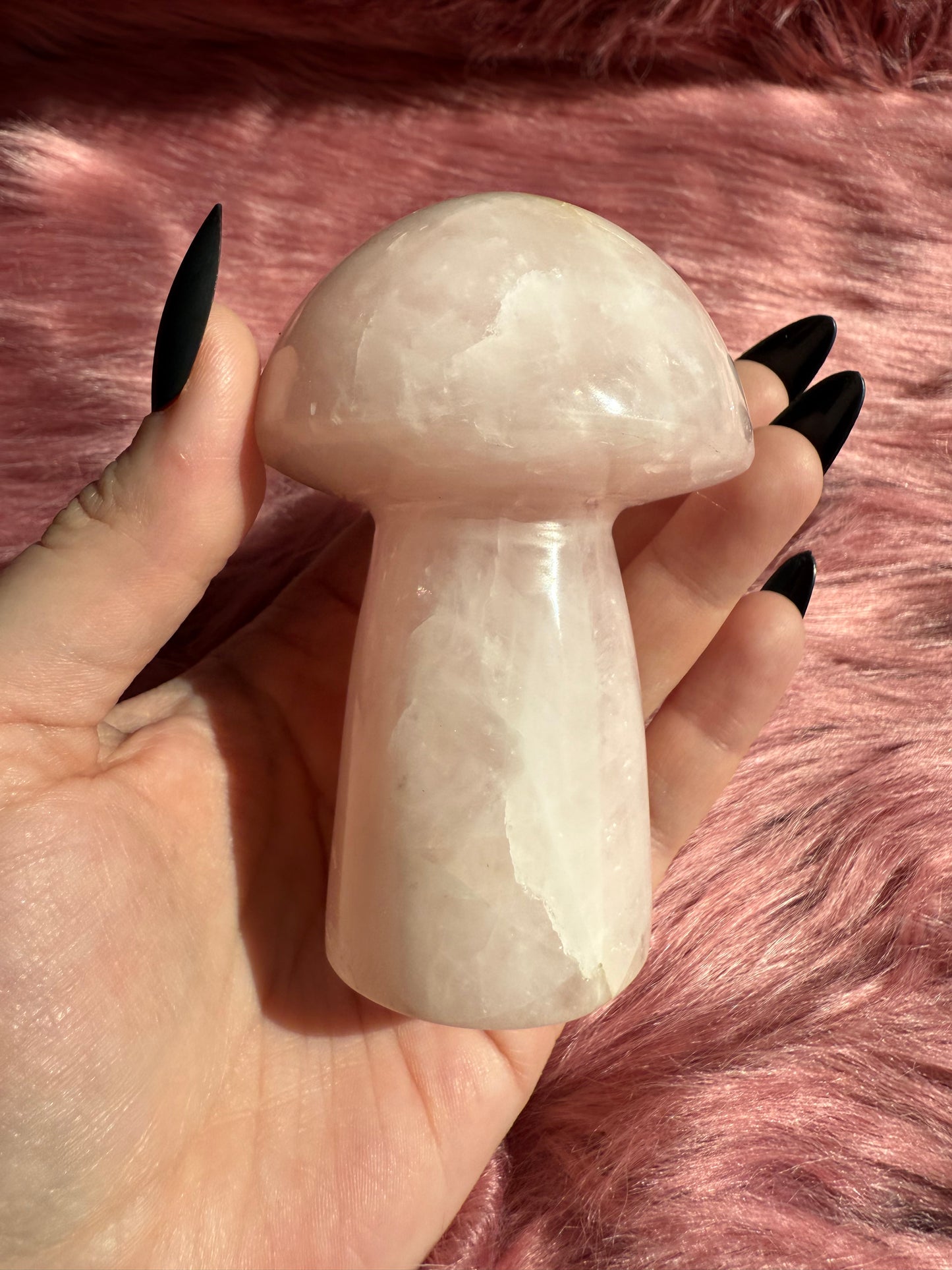 Stunning High Quality Jumbo Rose Quartz Mushroom - H
