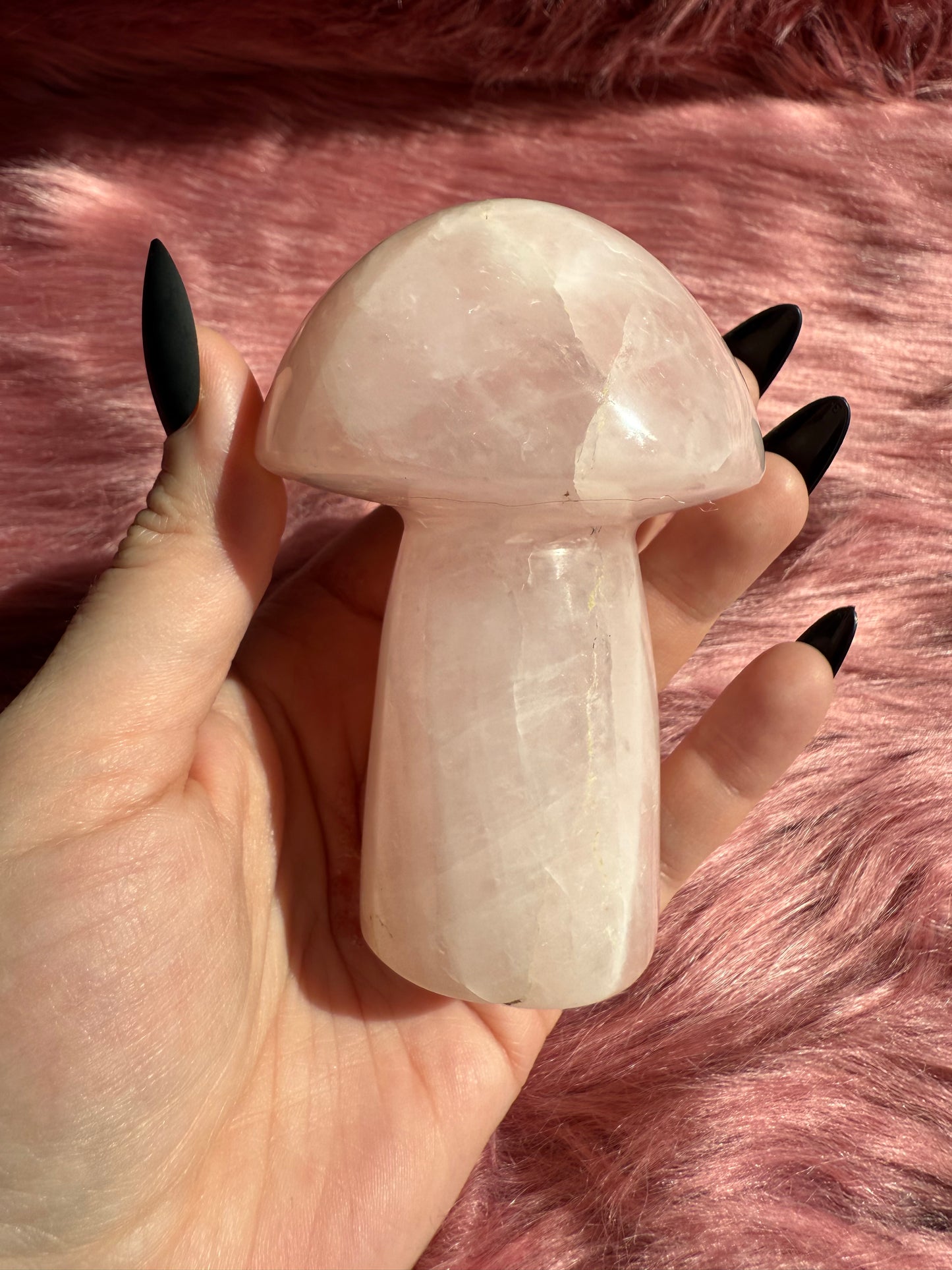 Stunning High Quality Jumbo Rose Quartz Mushroom - H