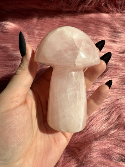 Stunning High Quality Jumbo Rose Quartz Mushroom - H