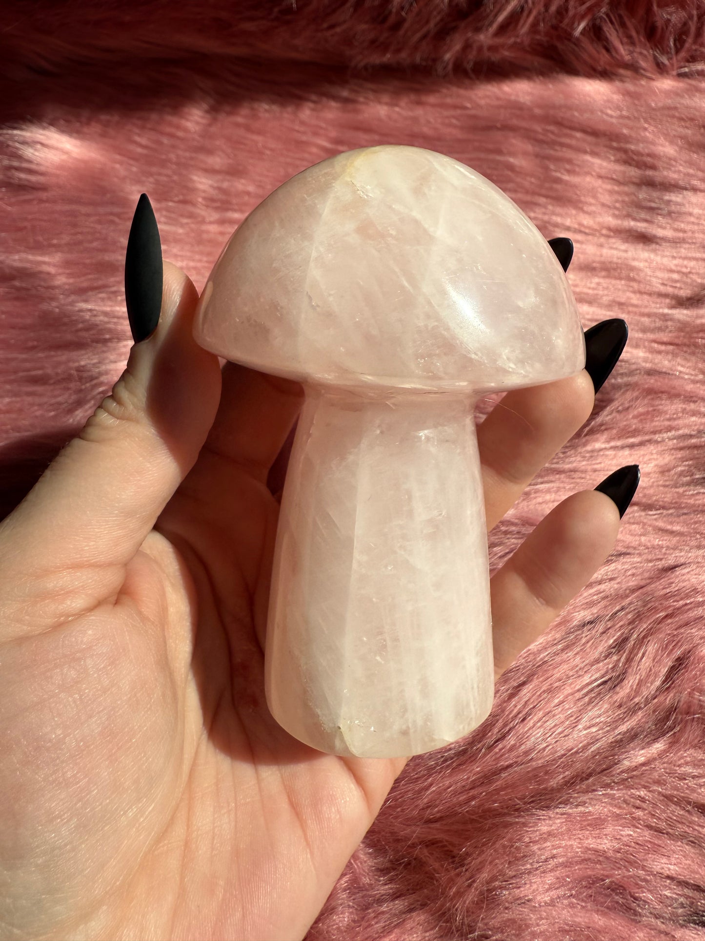 Stunning High Quality Jumbo Rose Quartz Mushroom - H