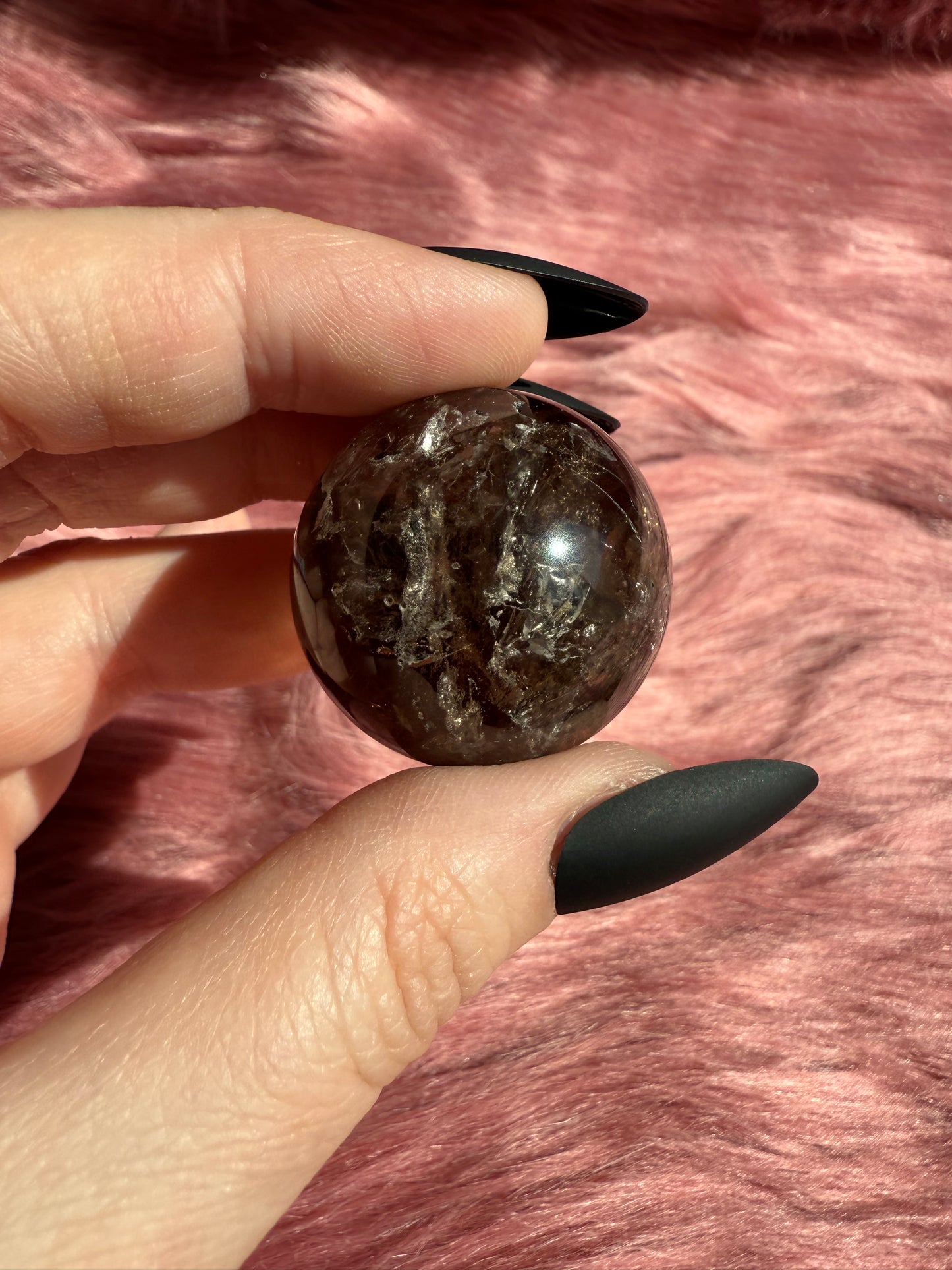 ONE (1) Stunning Flashy Heat Treated Smoky Quartz Sphere - Intuitively Selected