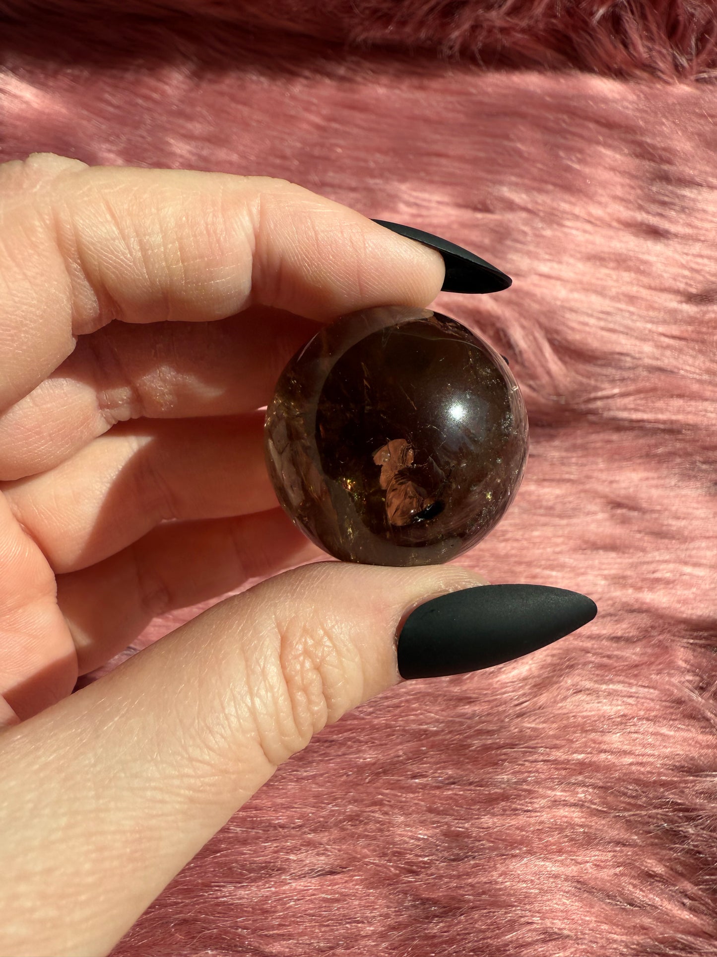 ONE (1) Stunning Flashy Heat Treated Smoky Quartz Sphere - Intuitively Selected