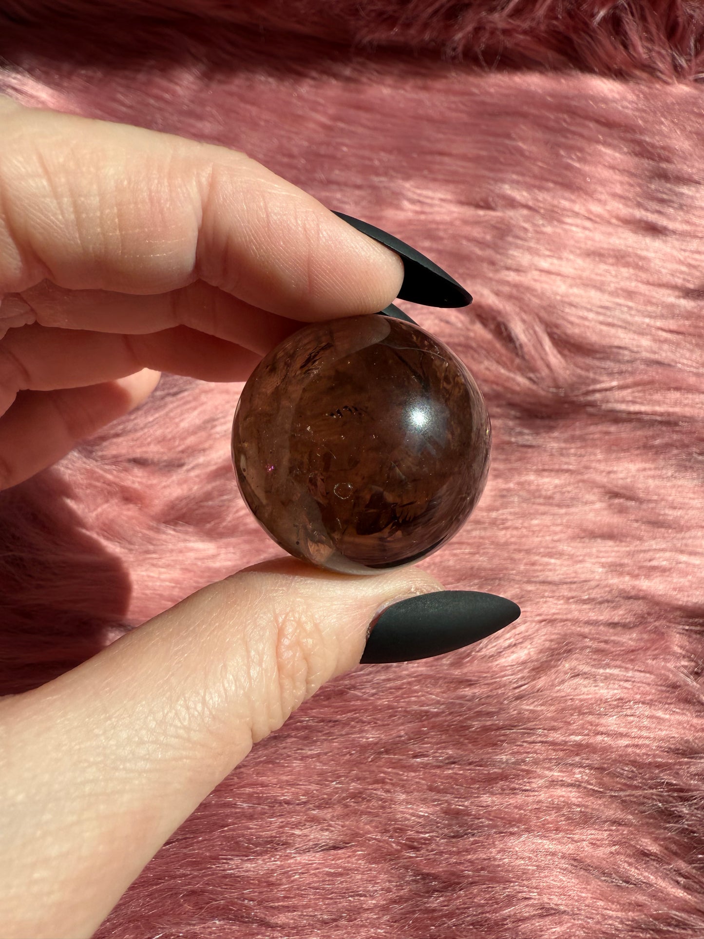 ONE (1) Stunning Flashy Heat Treated Smoky Quartz Sphere - Intuitively Selected