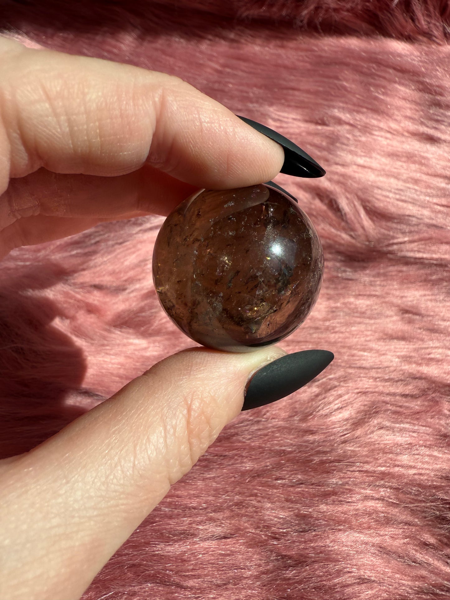 ONE (1) Stunning Flashy Heat Treated Smoky Quartz Sphere - Intuitively Selected