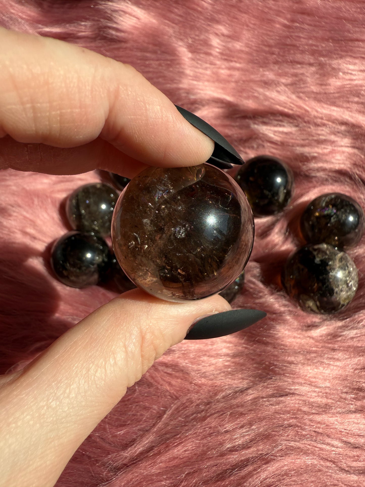 ONE (1) Stunning Flashy Heat Treated Smoky Quartz Sphere - Intuitively Selected