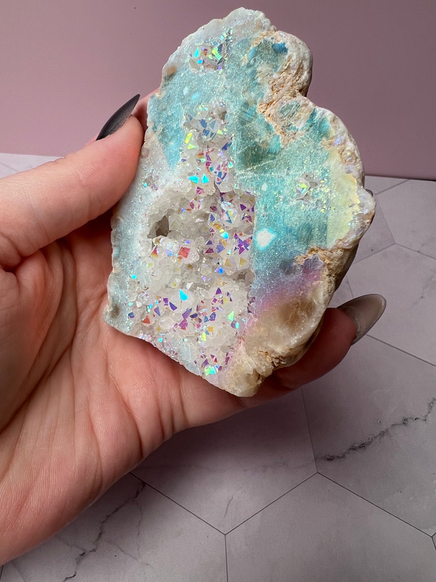 ONE (1) Stunning Aura Geode Specimen - B