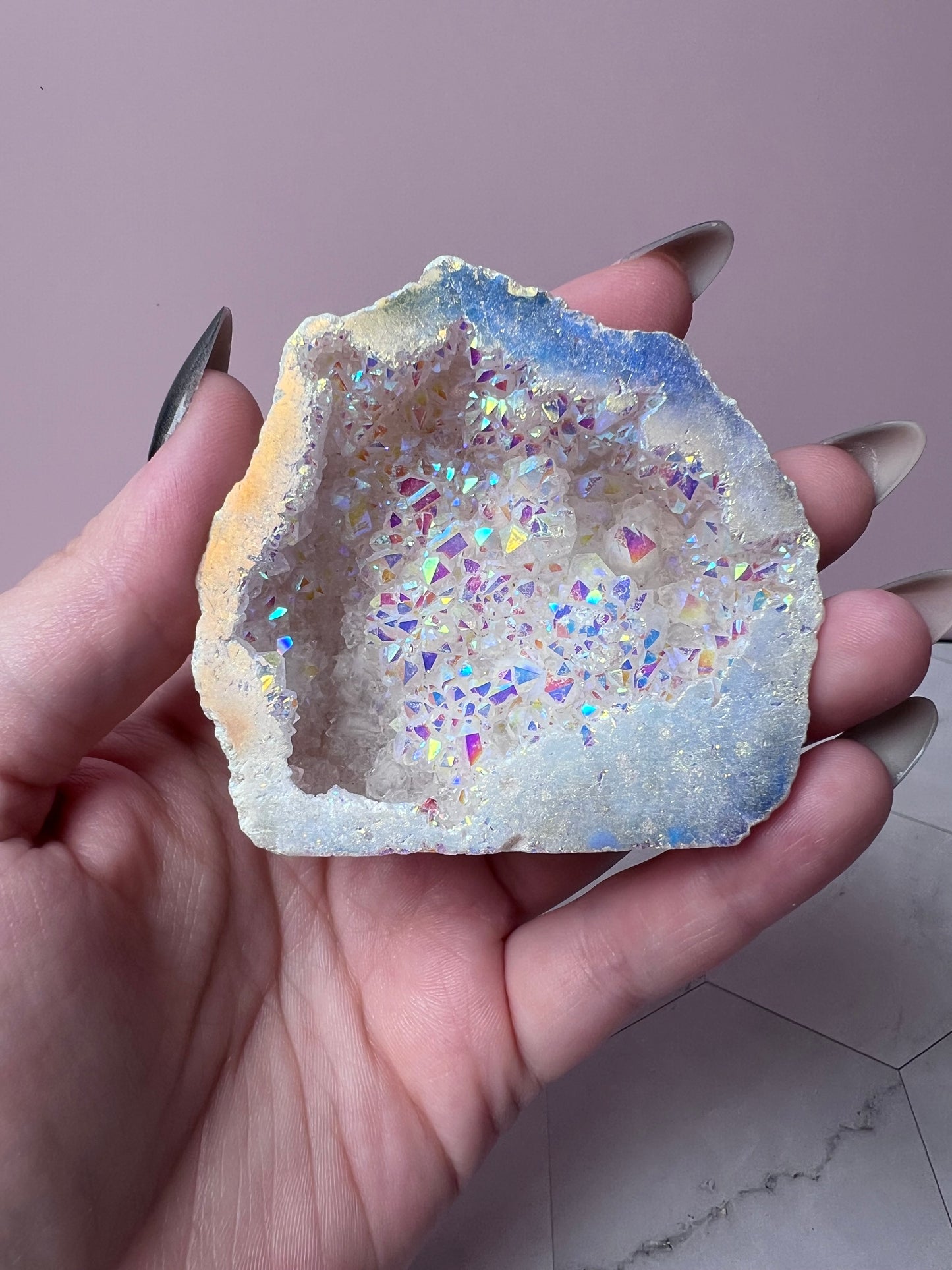 ONE (1) Stunning Aura Geode Specimen - D