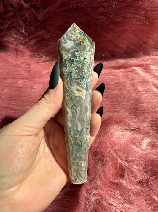 Stunning High Quality Moss Agate Wand - B