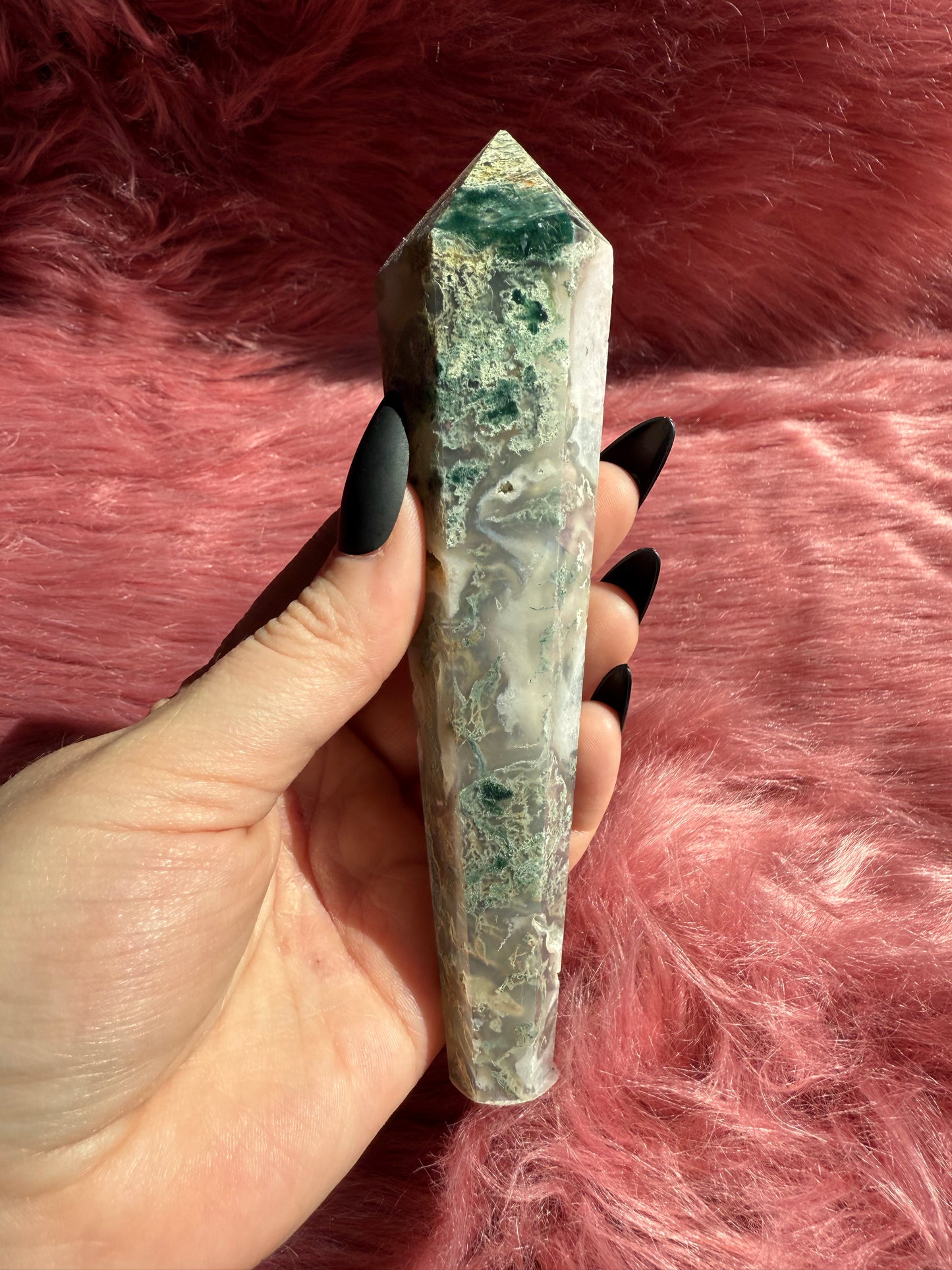 Stunning High Quality Moss Agate Wand - B