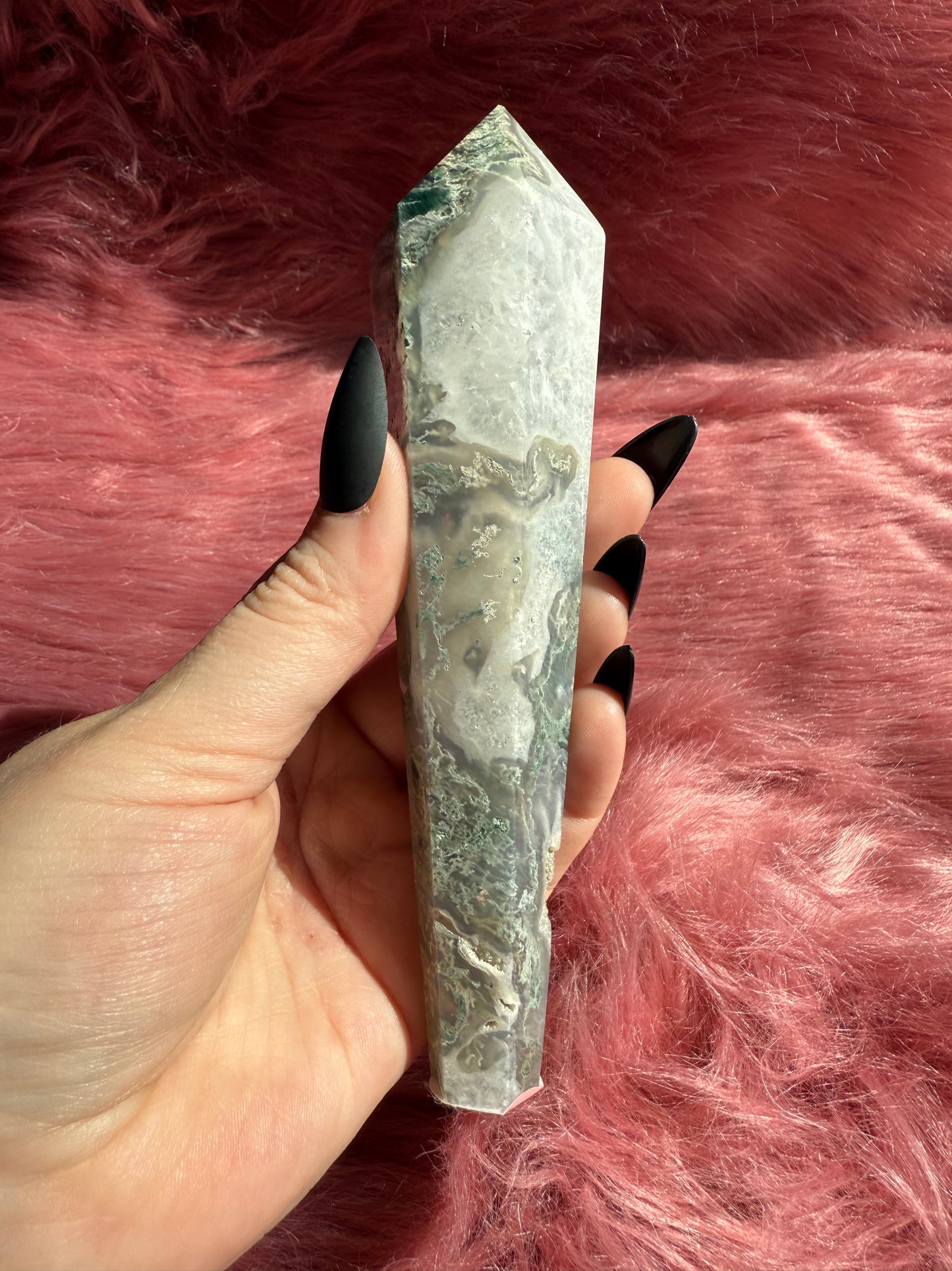 Stunning High Quality Moss Agate Wand - B