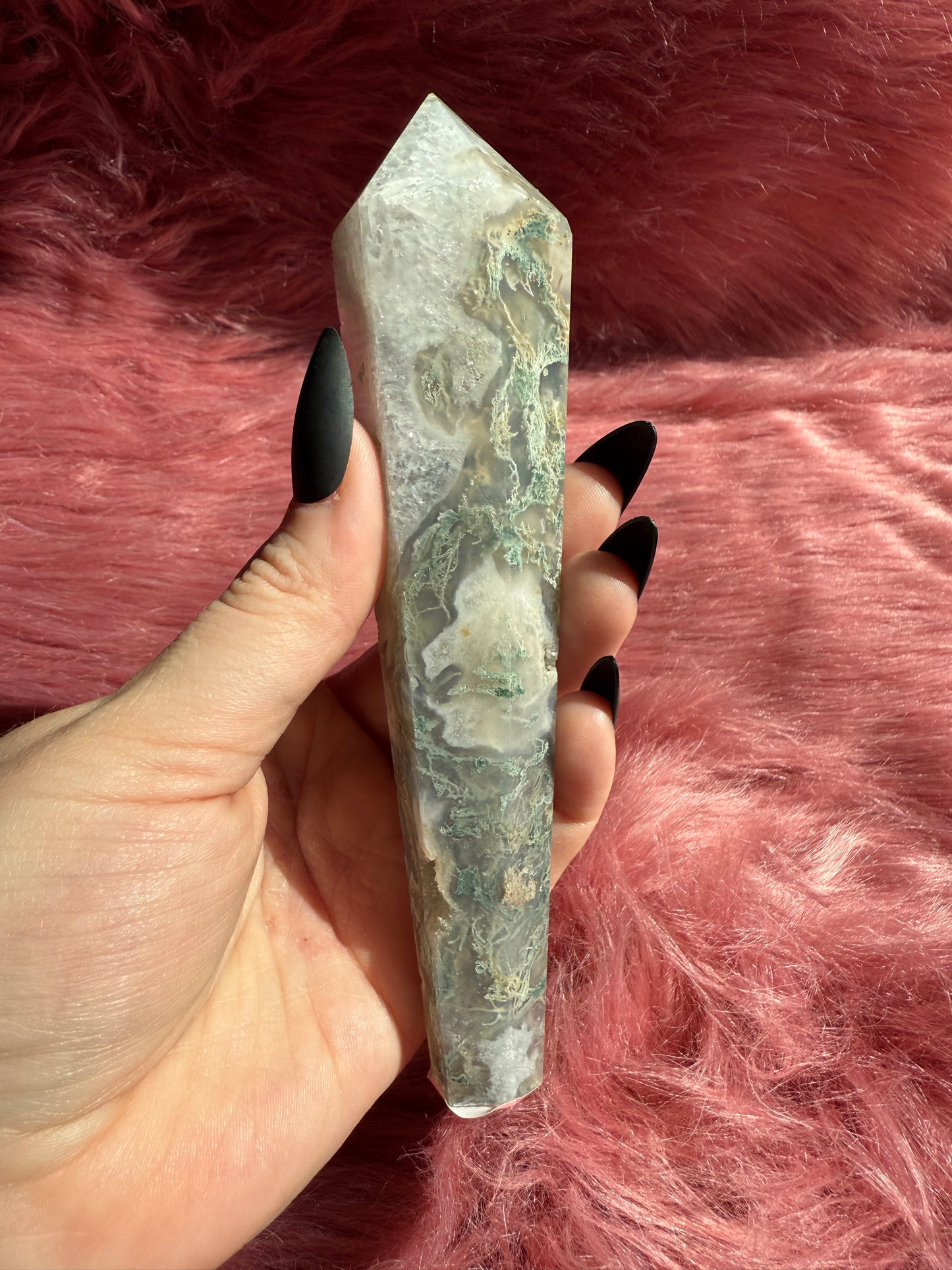 Stunning High Quality Moss Agate Wand - B